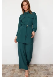  Modest Emerald Green Woven Top and Bottom Set TCTSS24US00061