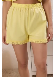  Collection Yellow Plain Crown Poplin Shorts Woven Pajamas Set Thmss25Pt00256