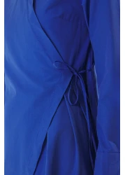  Modest فستان منسوج من القطن بطيات مزدوجة الصدر من ساكس TCTSS25EB00065