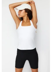  Collection White Recovery 2 Layers With Pad Inside Sports Bra Square Collar Knitted Sports Top/Blouse THMSS24BZ00002