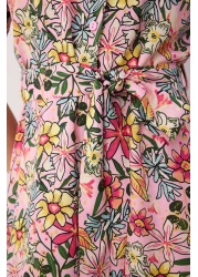  Collection Lilac Floral Pattern Belted Midi Woven Viscose Shirt Dress TWOSS20EL1559