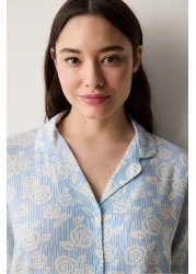 Penti Roses Shirt Pants Light Blue Pajama Set