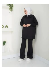 VOLT CLOTHİNG Women's Slit Zipper Collar Detailed Pants Hijab Set