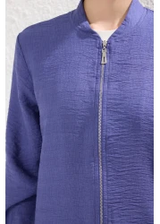  Modest طقم بنطال منسوج من الكتان باللون الأزرق الداكن TCTSS24US00016