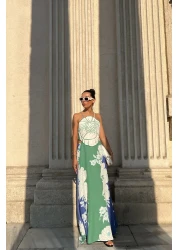 Seda Yalçın Atelier فستان كتان ملون من Positano - رباط خلفي ونمط زهور