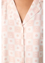 Penti Gingham Pajama Set - Pink, Buttoned