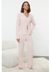  Collection Soft Corded Pajama Set - Pink Brushed Cardigan Thmaw25pt00074