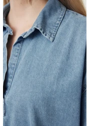  Collection Oversize Blue Denim Shirt - Tie-Up, TWOAW25GO00082