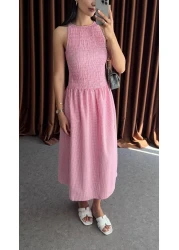 HAZELANNA Mini Gingham Pink Dress