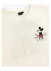 Koton Mickey Mouse Oversize Printed Licensed T-Shirt - Short Sleeve, Crew Neck