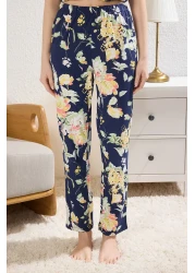  Collection Navy 100% Cotton Floral Knitted Pajamas Set Thmss20Pt0063