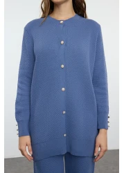  Modest Indigo Knitwear Top and Bottom Set - Pearl Button Tctaw25Us00035