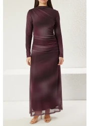  Modest Purple Gradient Knitted Dress Tctss25Eb00043