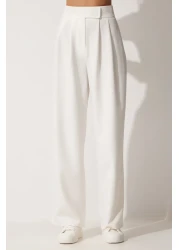 Happiness İstanbul Women's White Velcro Waist Loose Pants YL00001