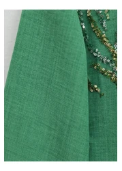 Modamorfo قميص طويل - ترتر أمامي بالترتر، غابة Yş