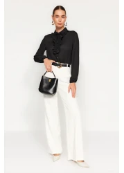  Collection قميص أسود منسوج - فيونكة قابلة للإزالة، مقاس عادي TWOAW24GO00164