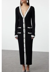  Collection فستان تريكو طويل أسود بألوان متعددة - TWOAW24EL00017