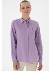 U.S. Polo Assn. Women's Lilac Linen Blended Long Sleeve Basic Shirt 50298098 -Vr034