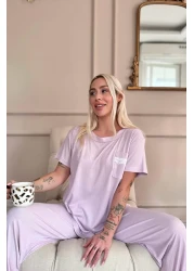 Pijamaevi طقم بيجامة نسائي من الدانتيل بأكمام قصيرة من ليلك دبلن