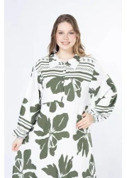 mervemoda Women's long plus size woven viscose dress