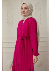 InStyle فستان فوشيا فيسكوز مع نقطة أمامية