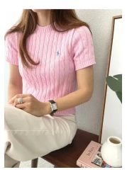 ASEZ BUTİK بلوزة نسائية صيفية رفيعة بأكمام قصيرة