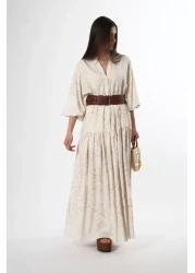 ABBRA فستان نسائي فضفاض بياقة القاضي وأكمام بالونية