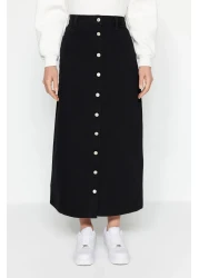  Collection Black Button Closure Denim Jeans Skirt TCTSS23EE00024