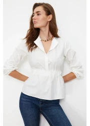  Collection Ecru Front Buttoned Woven Blouse TWOSS24BZ00171