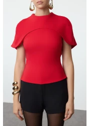  Collection Woven Red Blouse - Collar Detailed Tprss24Bz00053