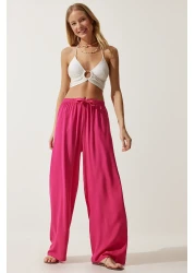 Happiness İstanbul بنطلون فوشيا صيفي فيسكوز بالازو للسيدات EN00610