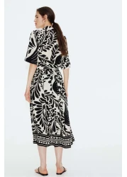 H&M فستان قميص بحزام ربط