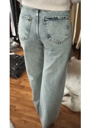 MADAMMERY Shiny Stone Palazzo Light Blue Jean Equivalent