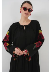 Bigdart فستان طويل مطرز 2534 - أسود