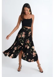 Cool & Sexy Women's Black-Powder Asymmetrical Skirt LV81