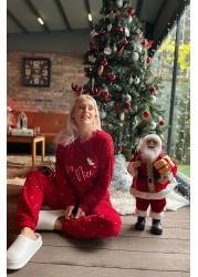 Pijamaevi طقم بيجامة من الصوف المخملي المنقوش للعام الجديد