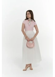 MAİ COLLECTİON تنورة طويلة بتفاصيل جسر ريا