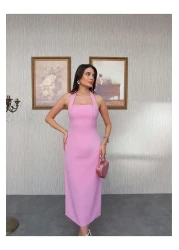 ESRAHELVACI فستان بفتحة رقبة رسن