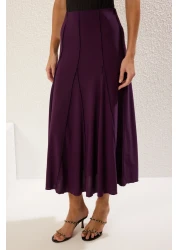  Collection تنورة طويلة محبوكة مرنة من Godeli مع تفاصيل خياطة البرقوق TWOAW25ET00156