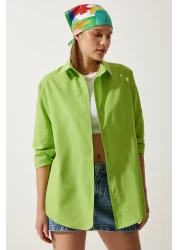 Happiness İstanbul Women's Pistachio Green Oversize Long Basic Shirt DD00842