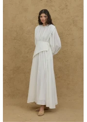 Fahhar Mobile Piece Voile Dress Ecru