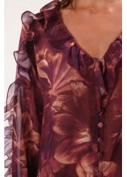  Collection قميص منسوج شفاف من الشيفون البرقوقي TWOSS25GO00063