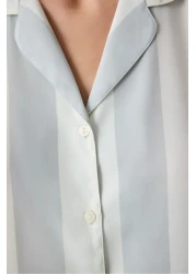 Penti Aria Satin Gray Multicolor Shirt Pants Pajamas Set