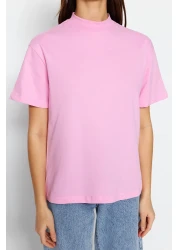  Collection Pink-White 2-Pack 100% Cotton Basic Stand-Up Collar Knitted T-Shirt TWOSS20TS1500