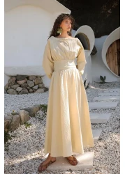 Olcay Blouse Skirt Double Set with Corsage Detail Lemon Mold 9327-Tk