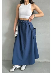 MD trend تنورة نسائية بحزام وجيب كبير ومفصلة