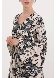 Bigdart 2454 Patterned Long Dress - Black