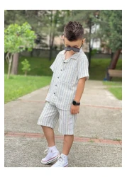 Uslukids Boy's Cotton Striped Bottom-Top Set