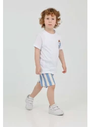 yns coolstar Unisex Model Surf Patterned Orange Color Summer Top and Bottom Set