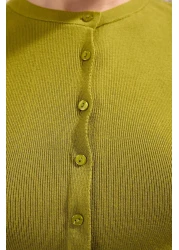  Collection بلوزة تريكو رفيعة بياقة دائرية باللون الأخضر الزيتي TWOSS25BZ00300